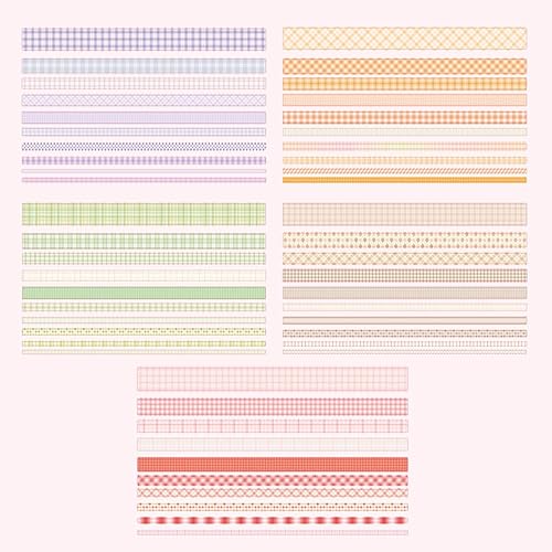 Miniatura 5 de Juego de cinta Washi de celosía, 100 rollos de cinta adhesiva, 581015201.181 in de ancho, 6.56 pies de largorollo de cinta decorativa estética,