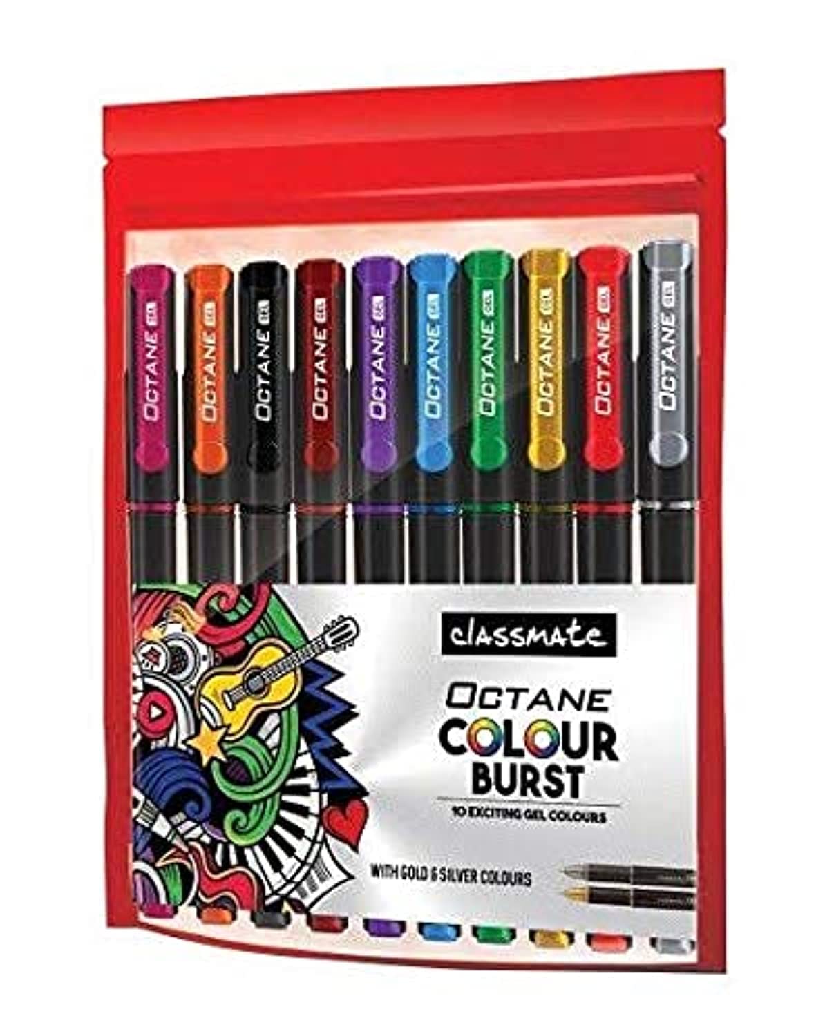 Classmate Octane Colour Burst Gel Pen Pack 10 Multicolor