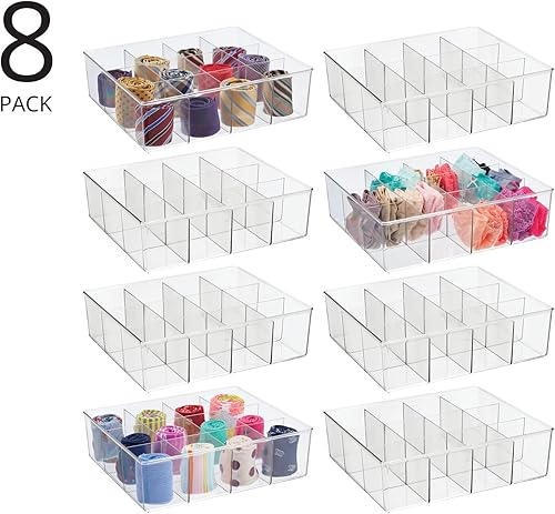 Miniatura 2 de mDesign Cajón dividido de plástico con 3 compartimentos y contenedor de almacenamiento para armario, organizador para camisas, bufandas, calcetines,