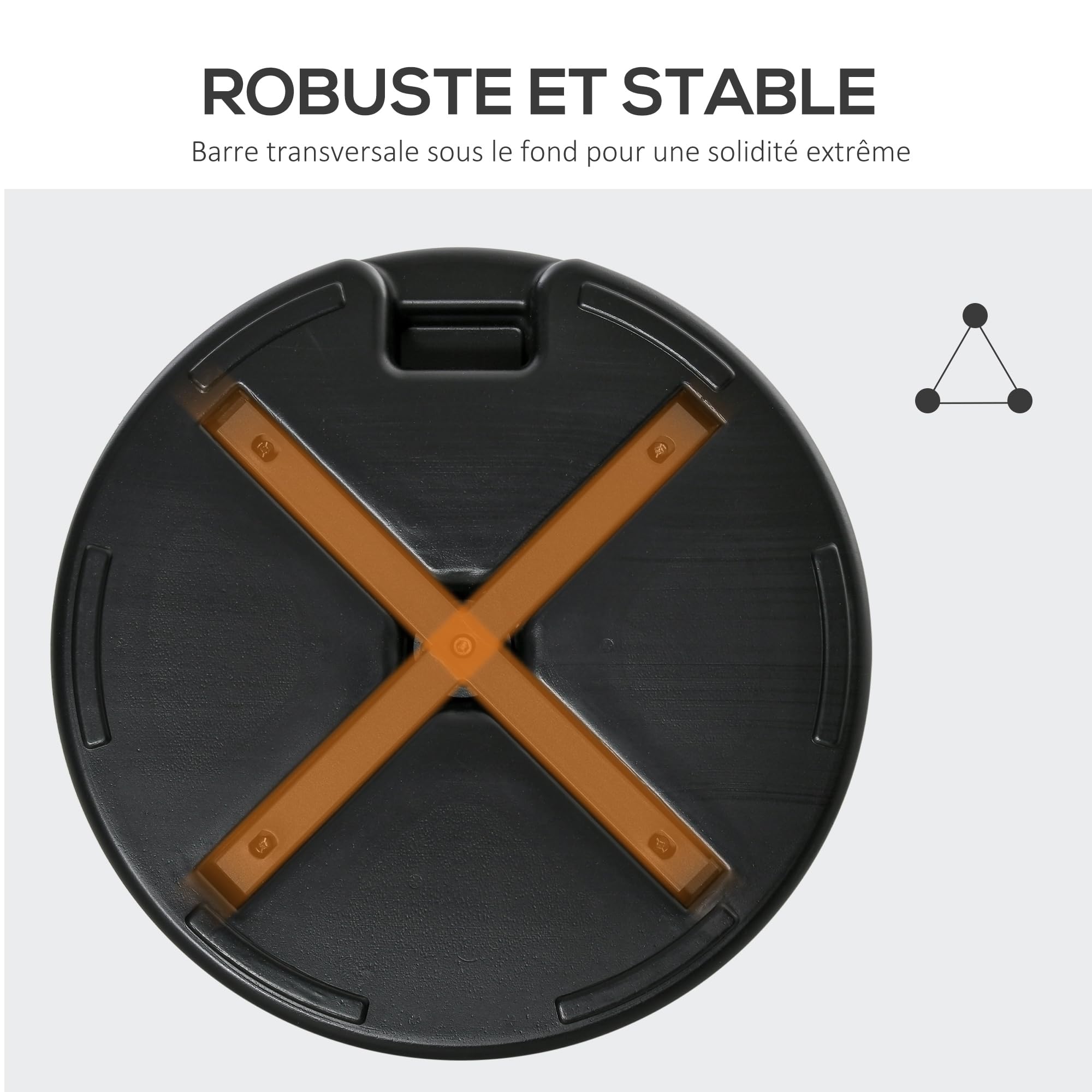 Outsunny Pied de Parasol Rond, Socle Parasol extérieur à remplir avec 30 kg d'eau / 40 kg de Sable, pour mât de Ø 38 et 48 mm, Base de Parasol pour Jardin Patio terrasse, Ø 55 x 38 cm, Noir