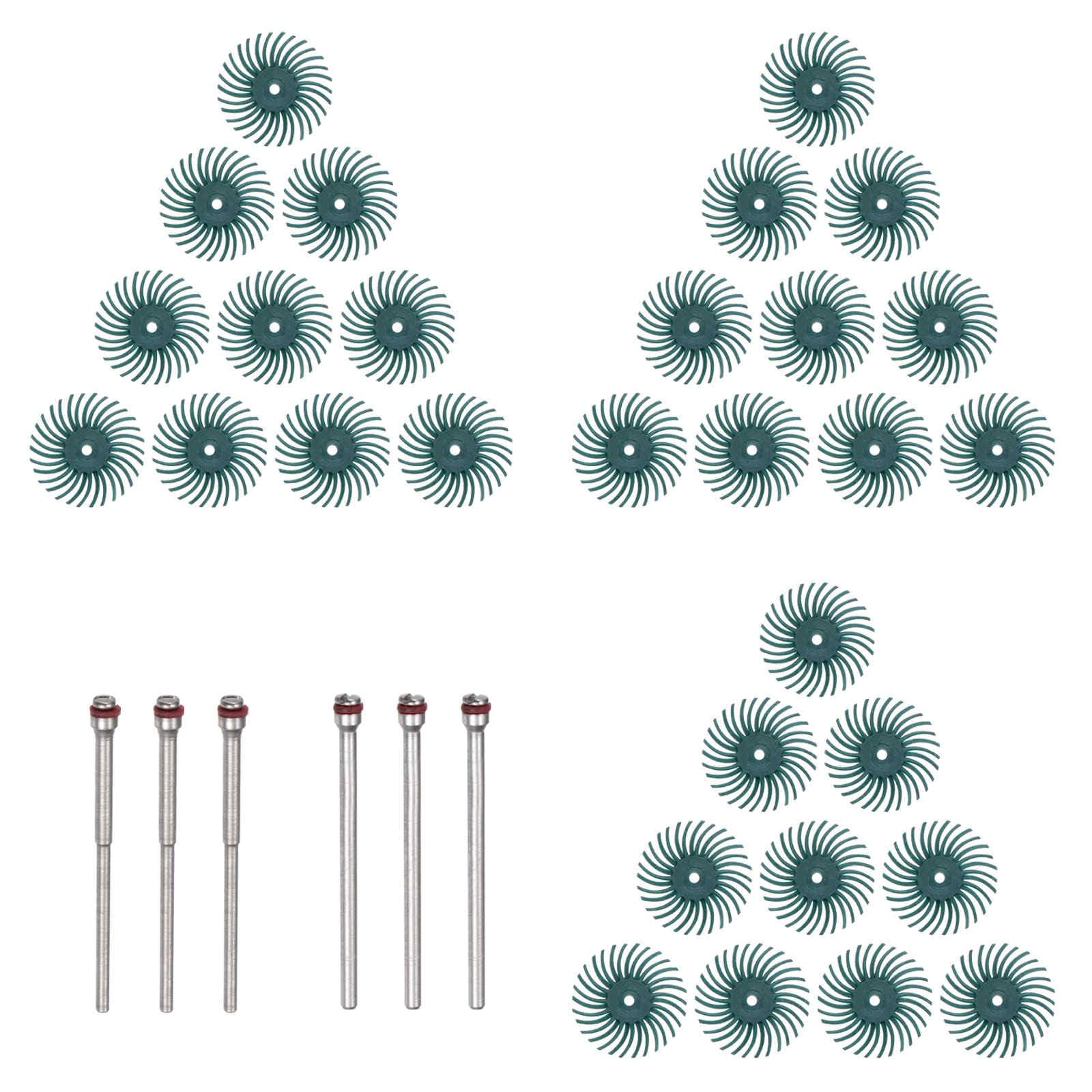 HARFINGTON 30pcs Radial Bristle Disc Set 1" 80 Grit Detail Abrasive Brush Kit Gap Polishing Wheel Assortment with 1/8" 3/32" Shank Mandrels for