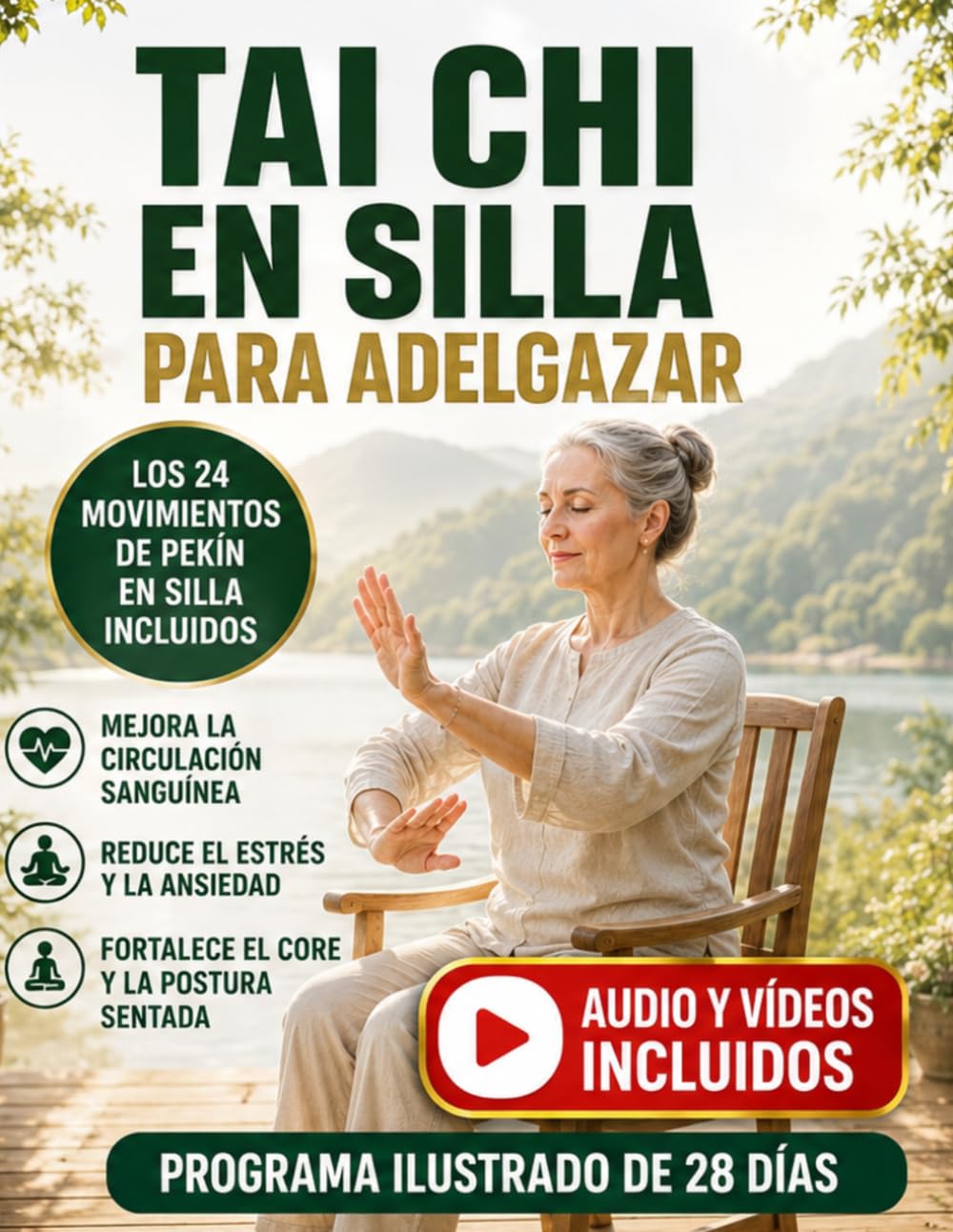 Tai Chi en Silla Para Adelgazar: Programa Ilustrado de 28 Días con 41 Ejercicios Suaves, Respiración Guiada y Rutinas de 10 Minutos Para Mejorar el Equilibrio, la Movilidad y la Energía Diaria