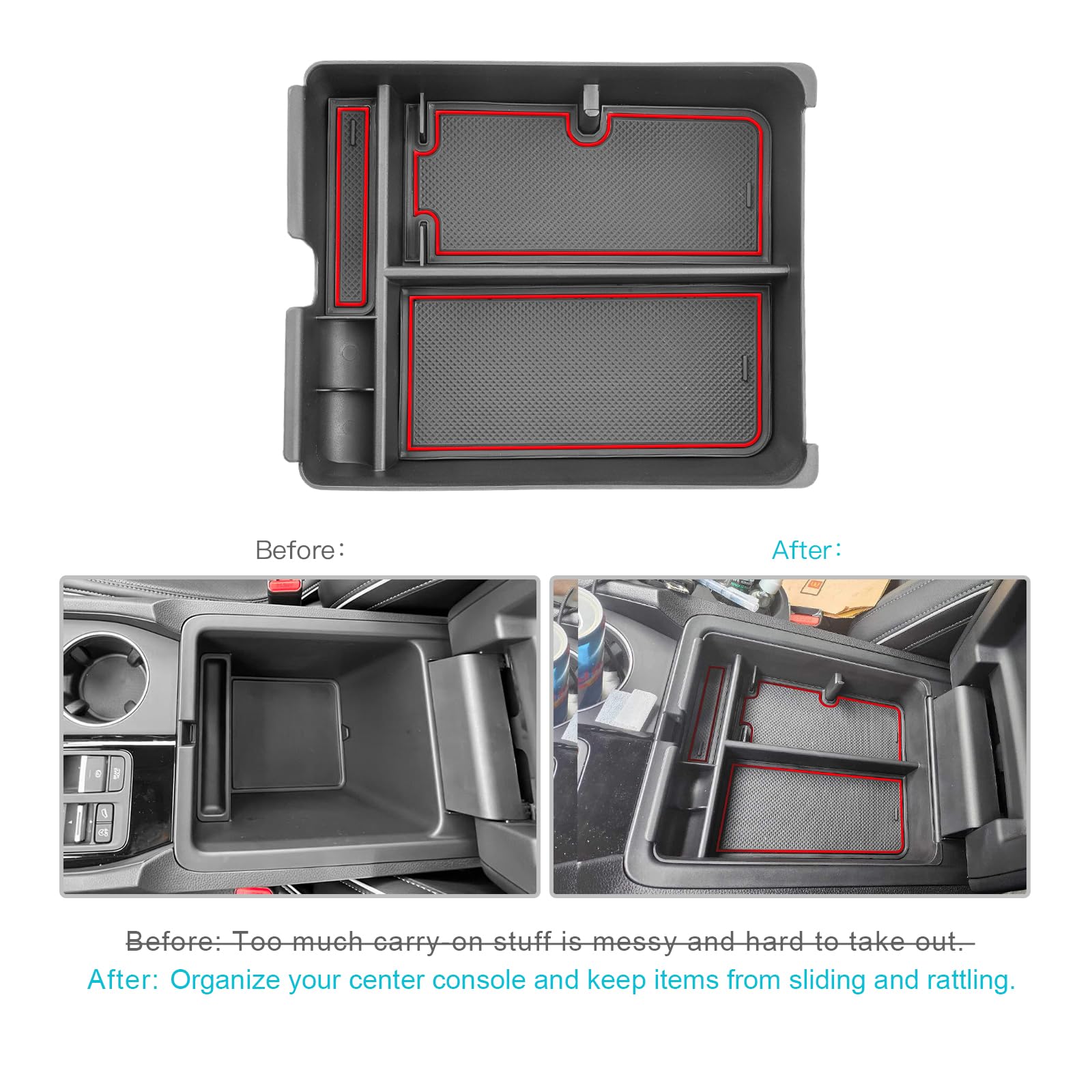 Car Accessories Center Console Hidden Storage Organizer For 2023-2025 Honda Pilot, 2024-2025 Ridgeline, 2024-2026 Passport | Black ABS Car Interior Organization - View #10