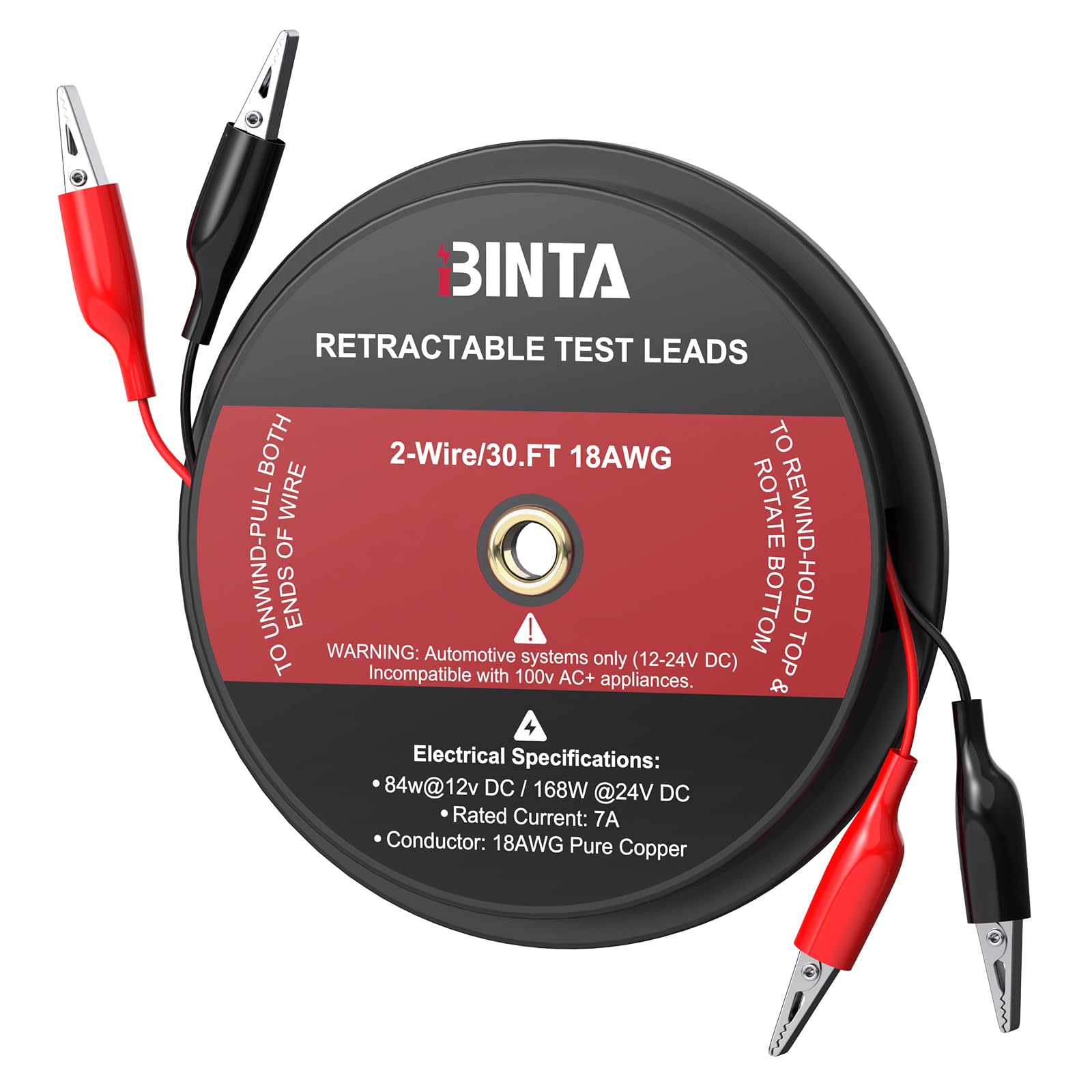 BINTA 3 Wire 20 Ft Retractable Test Leads, Red/Black/Blue Alligator Clips — Amazon image 12