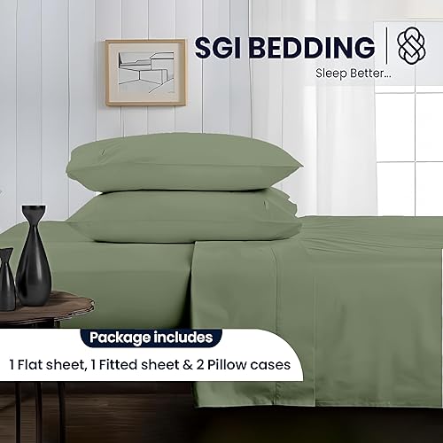 Miniatura 2 de SGI Sábanas de algodón de 1000 hilos, juego de sábanas de alta calidad de 4 piezas, 1 sábana bajera, 1 sábana encimera y 2 fundas de almohada,