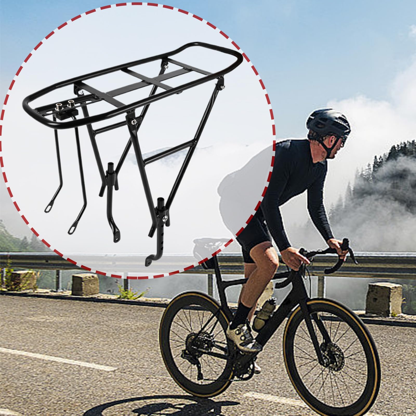 Regulowany bagażnik rowerowy, bagażnik z metalową ramą, bagażnik z solidną konstrukcją, akcesoria rowerowe z łatwą instalacją, sprzęt rowerowy do jazdy na świeżym powietrzu do podróży