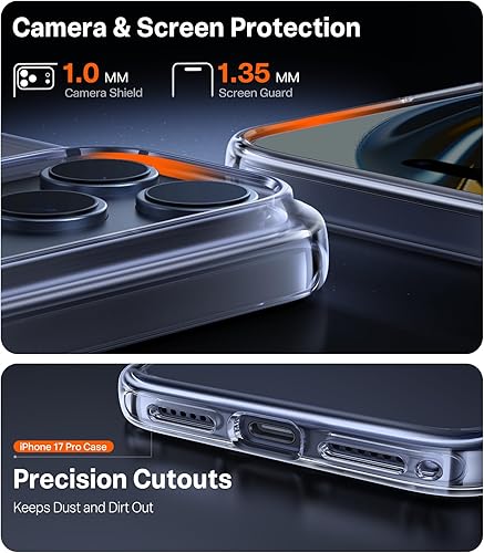 Miniatura 47 de TORRAS - Funda a prueba de golpes para iPhone 14 (contra caídas de grado militar de 10 pies), elegante, parte trasera translúcida y borde suave