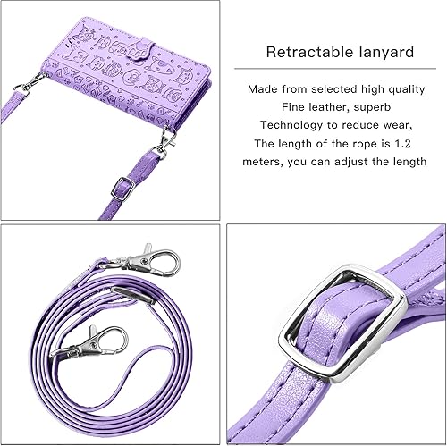 Miniatura 4 de HUANGTAOLI Crossbody Shoulder Strap Phone Case for Xiaomi Redmi K40 Pro Gaming 5G, Magnetic Closure Kickstand Flip Phone Case for Xiaomi Redmi K40