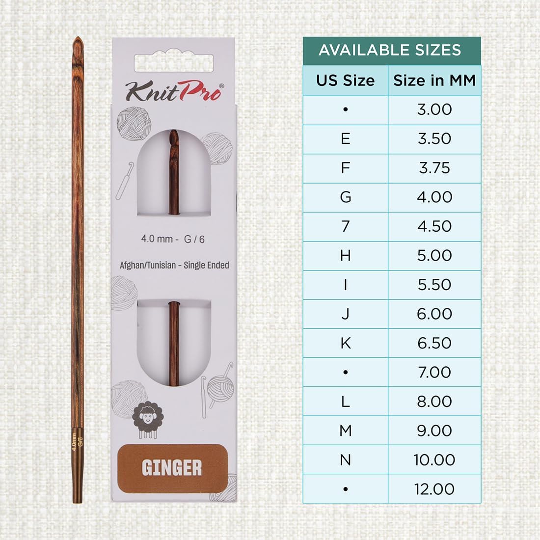 KnitPro Ginger Afghan/Tunisian Crochet Hook | US Size G (4mm) image 4
