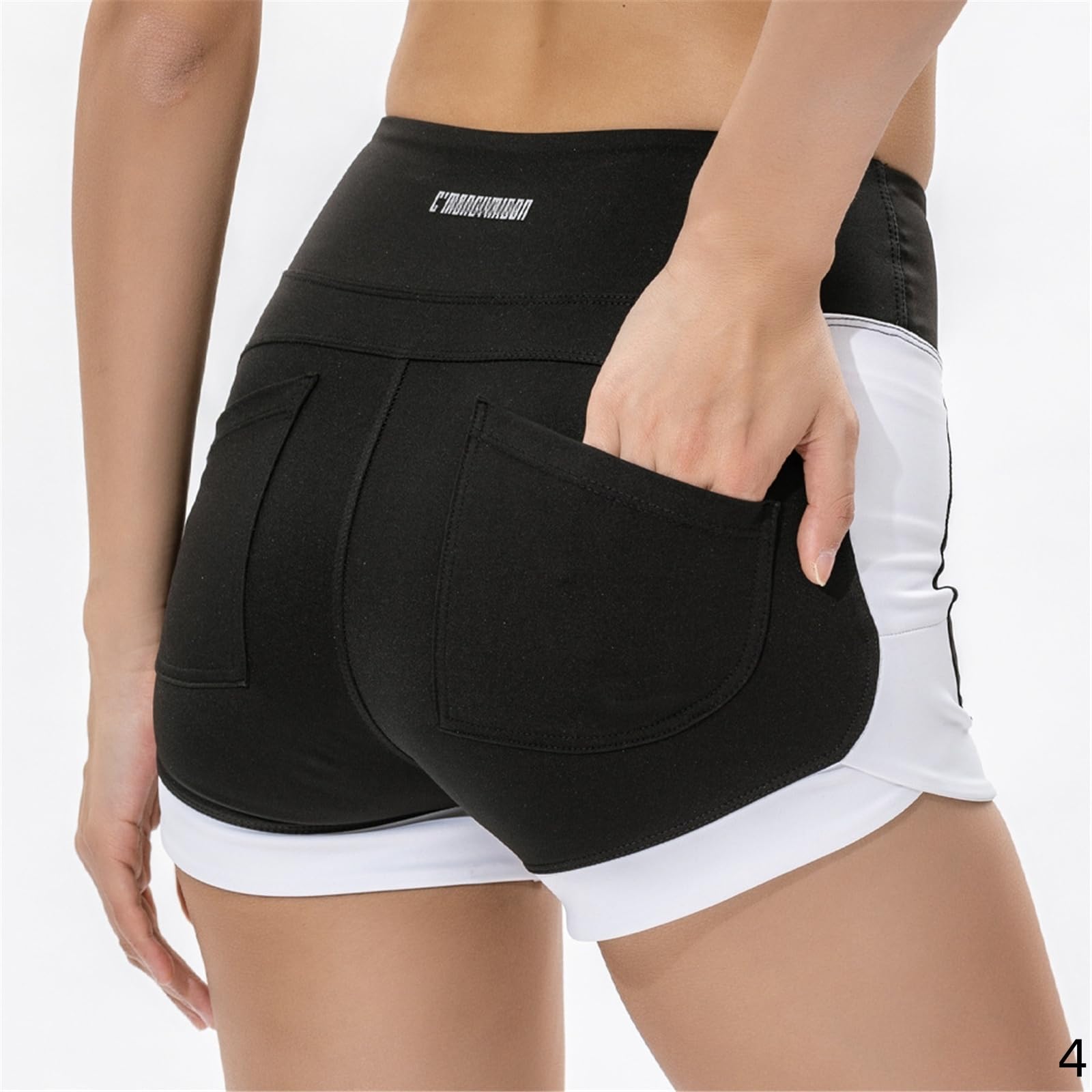 Shorts Donna Pantaloncini di Fitness Sportivi Estivi per Le Donne Ad Alto Numero Anca con Tasche Elastico Asciugatura Rapida Elastica-Blu-m