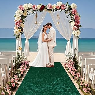 FOTSHARER Green Carpet Runner for Party 4FTx15FT Velvet Aisle Runner for Wedding Ceremony Fabric Church Walkway Emerald Green Wedding Aisle Runners for Weddings Prom Indoor Decorations