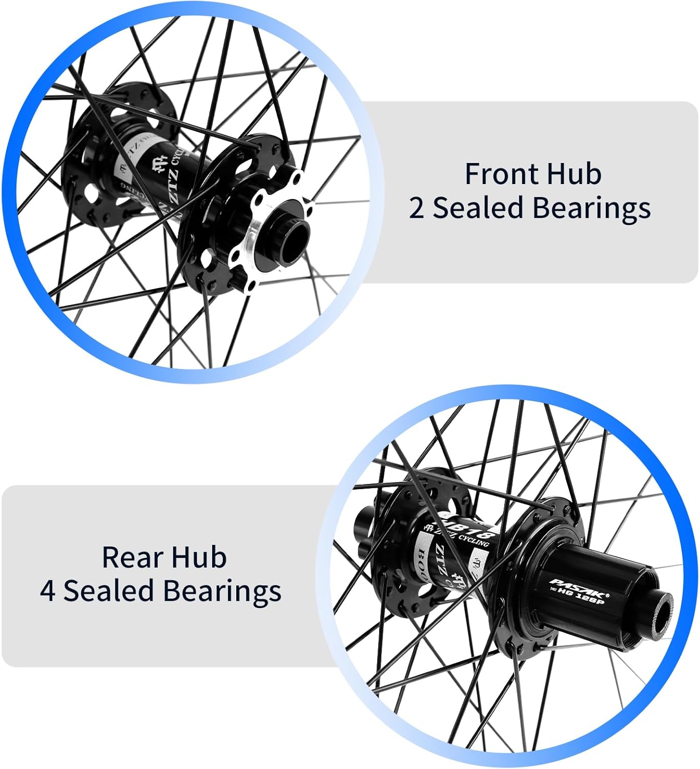 ZTZ 27.5"/29" Thru Axle Boost Mountain Bike Wheelset，Ultralight Aluminum Alloy Rim 32H High Strength Bike Wheels，Front 15 * 110mm Rear 12 * 148mm Disc Brake MTB WheelSet，Fit 8-12 Speed Cassette
