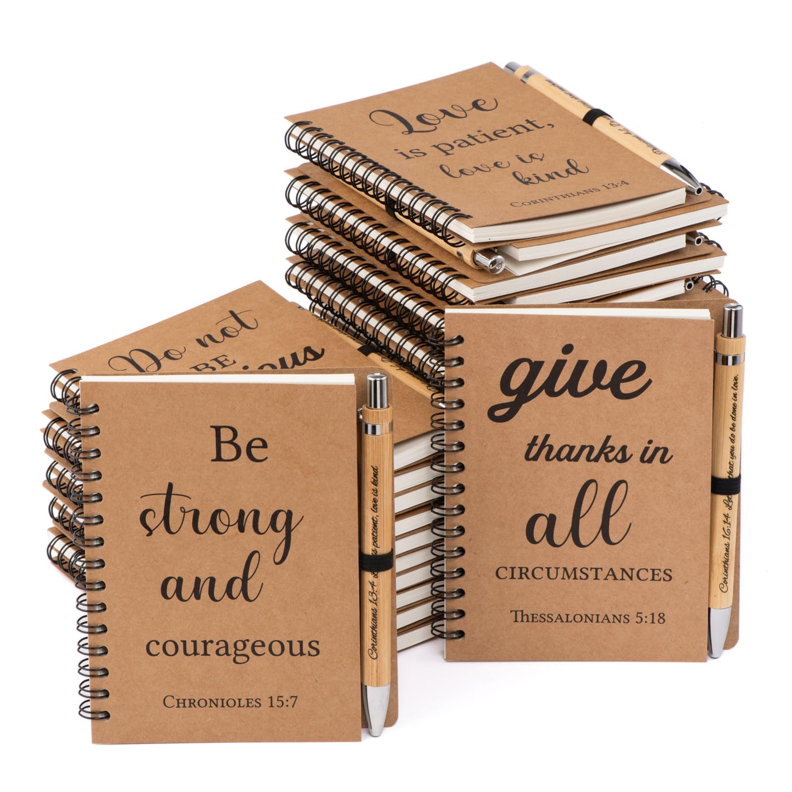 Russel Molly 60 Pcs/30 Set Christian Gifts Spiral Notebooks Bulk Journals with Christian Pens Prayer Journal Christian Journal for Women and Men, Perfect Home Gifts