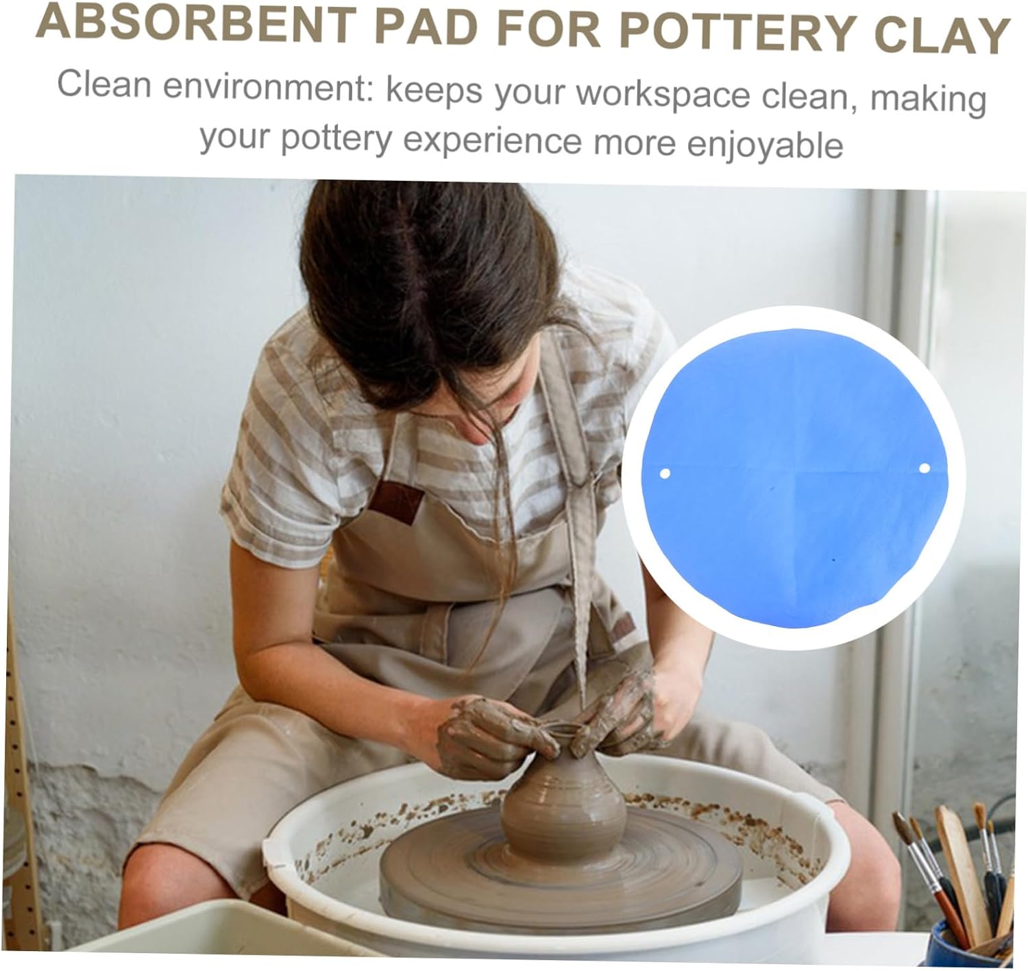 Artibetter Round Pottery Throwing Cloth Durable PVA Slip Bat Pad for Pottery Wheel Enhanced Stability with Dual Design for Efficient Water Absorption and Smoother Trimming