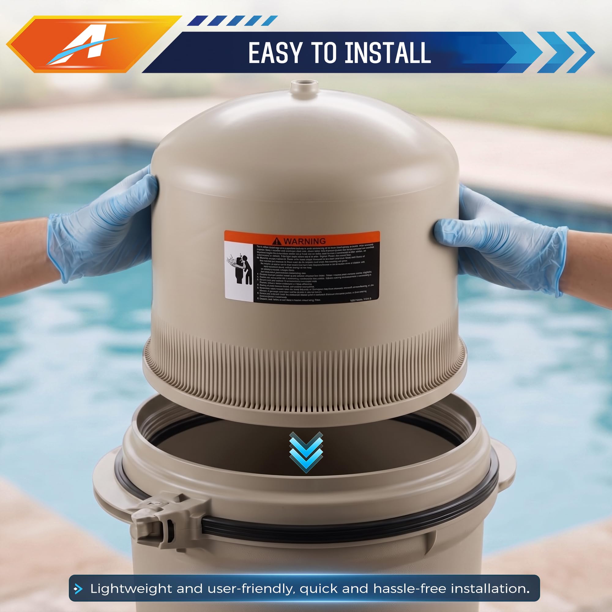 178581 Couvercle de filtre de piscine, couvercle de réservoir de filtre à amande de 53,3 cm, compatible avec les filtres Pentair Clean & Clear Plus 420 CCP420 160301 et Quad D.E. 80 pour