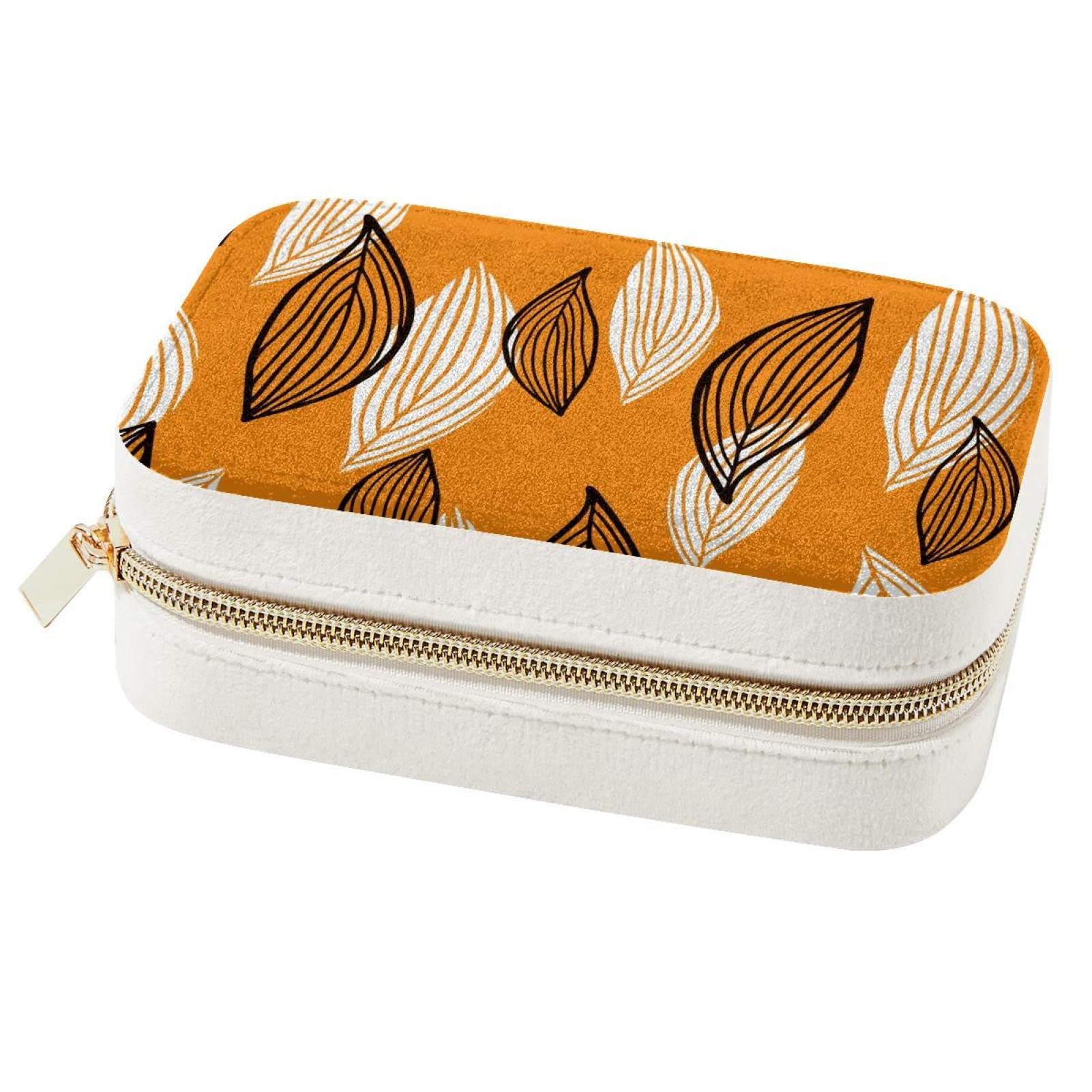 Boîte à bijoux cadeau de demoiselle d'honneur motif feuilles orange