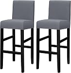 Lellen Bar Couvertures de tabouret Set de 2, étirements de bar Couverture de chaise de tatouage amovibles Couvres de bar Slipcovers de chaise à manger Couvre-bars de dos court Couverture pour café Cuisine Salle à manger île (Khaki)