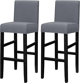 Lellen Bar Stool Covers Set of 2 - Jacquard Bar Stool Covers with Backs - High Stool Chair Covers for Kitchen Dining Room