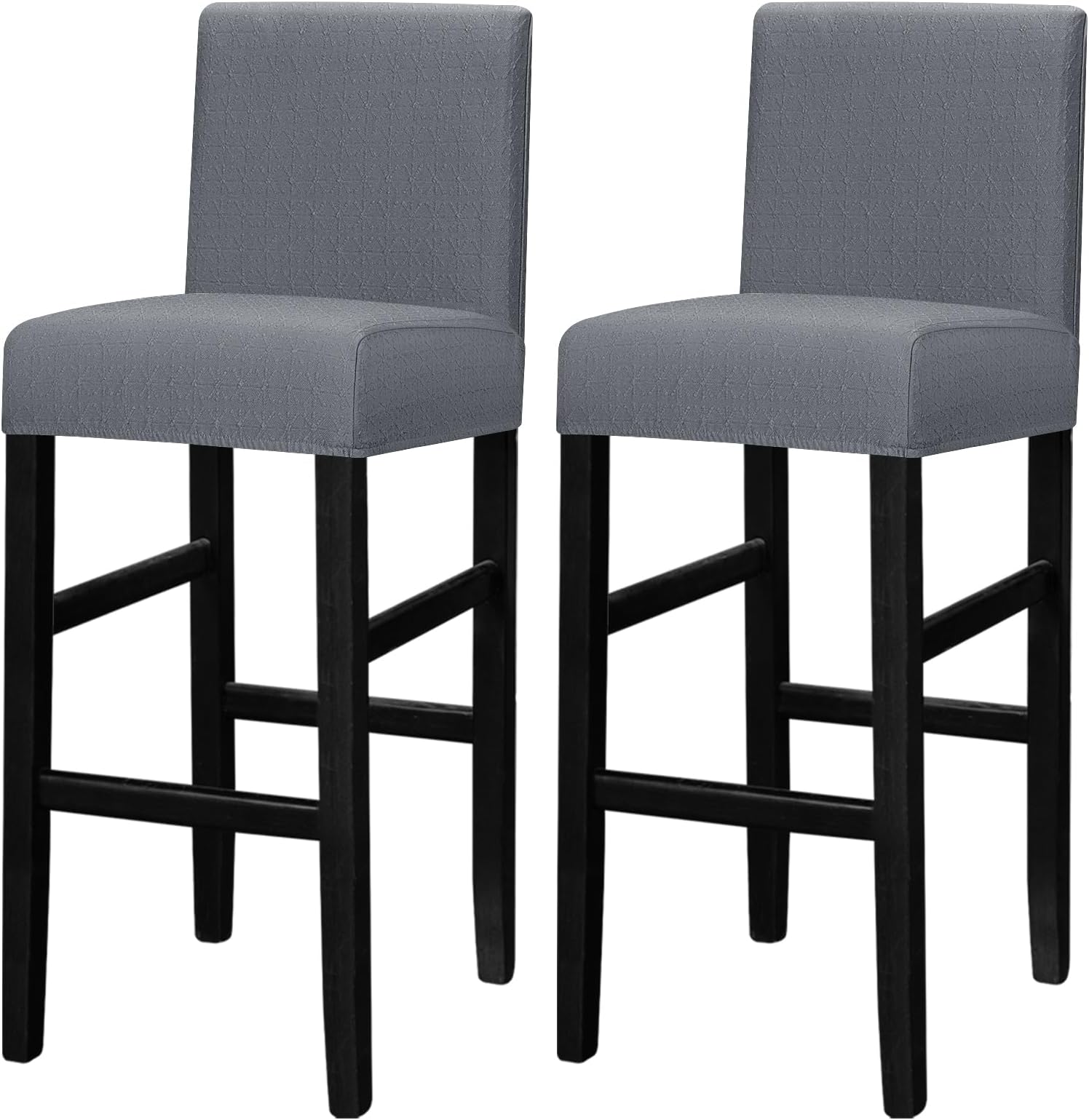 Lellen Bar Stool Covers Set of 2 - Jacquard Bar Stool Covers with Backs - High Stool Chair Covers for Kitchen Dining Room