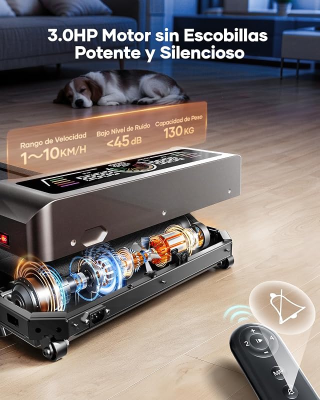 TOPUTURE Walking Pad with 10% Incline, 3.0HP Brushless Quiet Under Desk Treadmill, Portable Treadmills for Home/Office, Running Machine 300 lbs Capacity with RGB LED Screen, Remote Control/App Control image 7