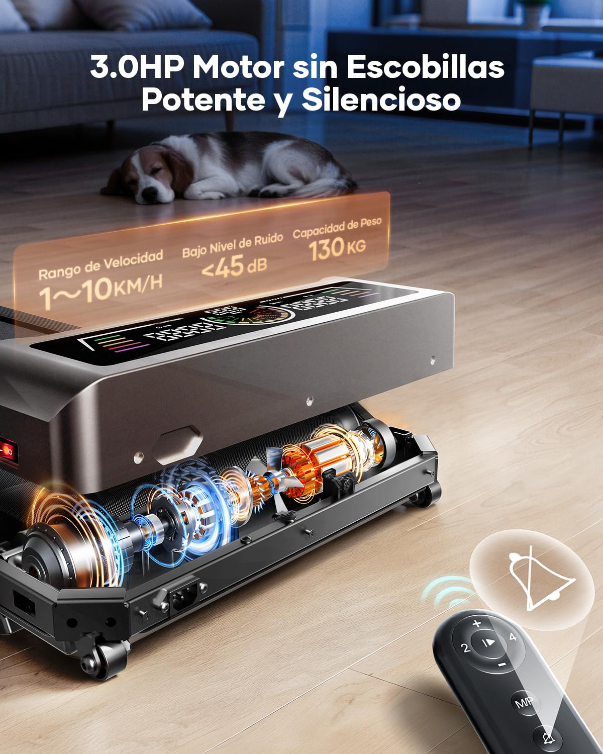 1-10km/h Tapis Roulant Salvaspazio, Tapis Roulant Elettrico con 10% Inclinazione, 3 Pendenza, 3.0HP Motore silenzioso, 4 in 1 sotto la scrivania Walking Pad, App e Telecomando, Ampio Display LED