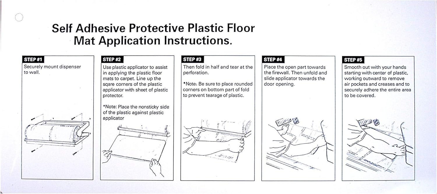 Car Carpet Protection Film Starter Kit – 200' Adhesive Floor Mat Roll, Dispenser & Applicator Board – No Curl, 4mil Thick, Residue-Free, Made in USA
