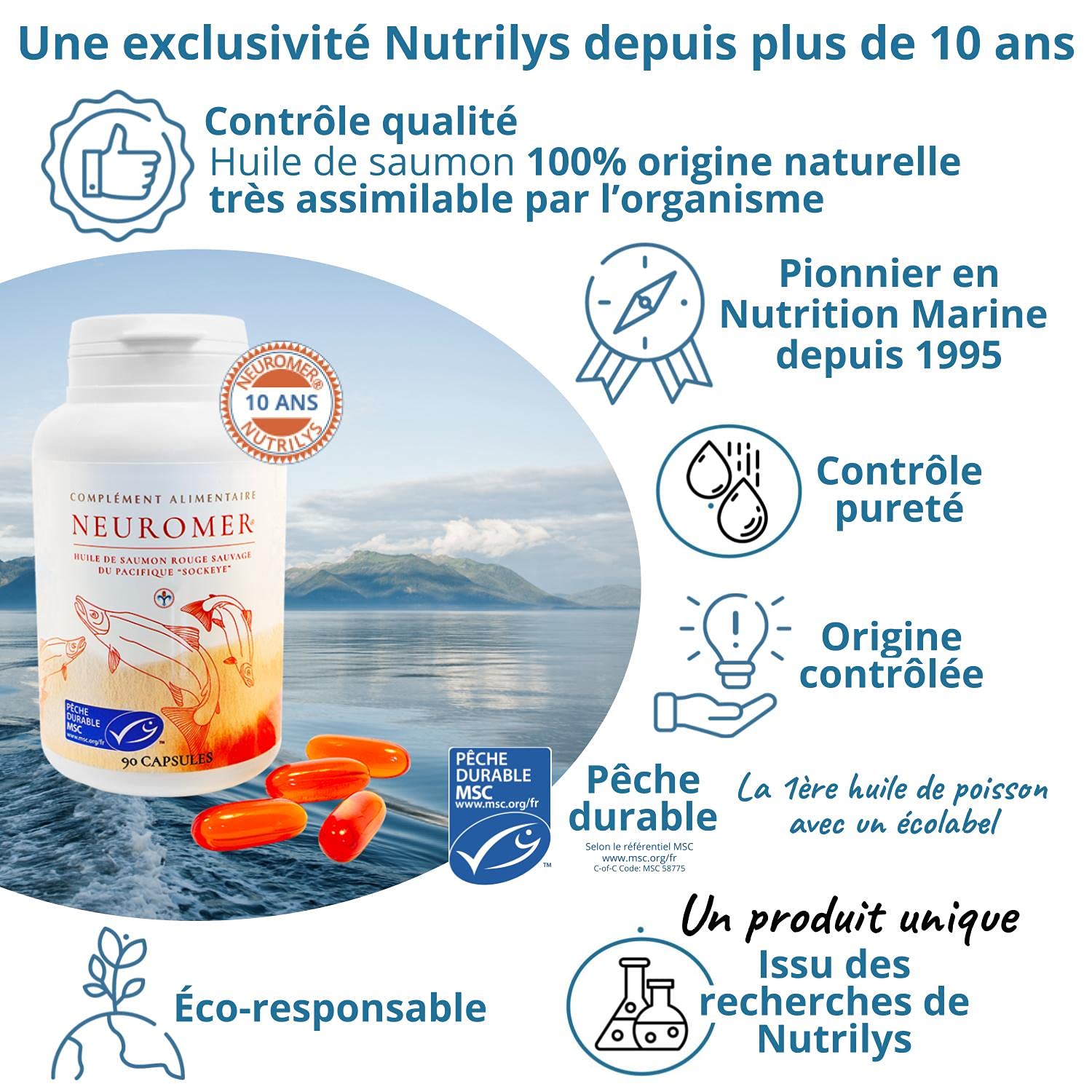Neuromer® - Complément Alimentaire - Oméga 3/6/9, Vitamines A/D, + de 30 Acides Gras - 90 capsules