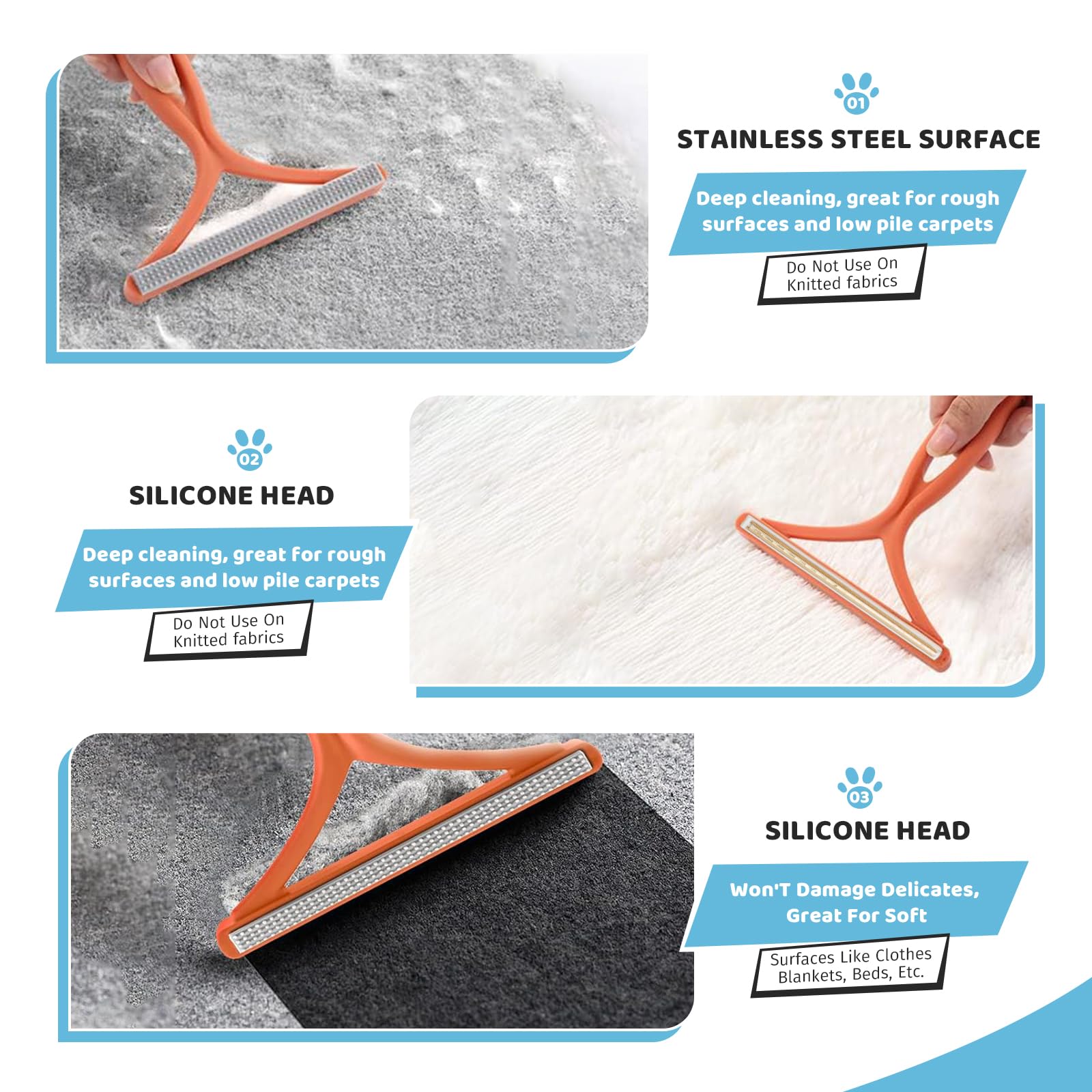 Pet Steam Brush for Dog & Cat – 3-in-1 Spray Hair Removal Comb for Shedding & Grooming Shedding Glove, Flea Comb, Couch Carpet Hair Removal Tool, Nail Toenail Clippers Nail File Shampoo-8PCS - image 6