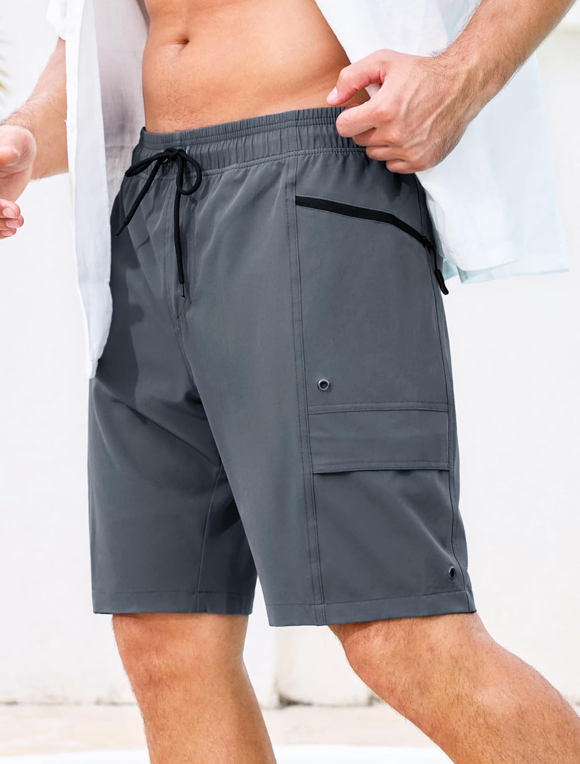SILKWORLD Mens Swim Trunks with Compression Liner Quick Dry Bathing Suit 9" Swimming Beach Shorts with Zipper Pockets - Image 3