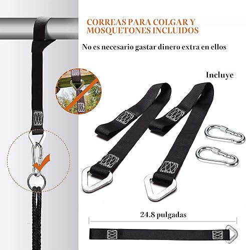 Miniatura 4 de PACEARTH - Platillo de 40 pulgadas, capacidad de peso de 660 lbs, 2 correas para colgar ajustables, cuerdas multihebra coloridas, seguro y duradero