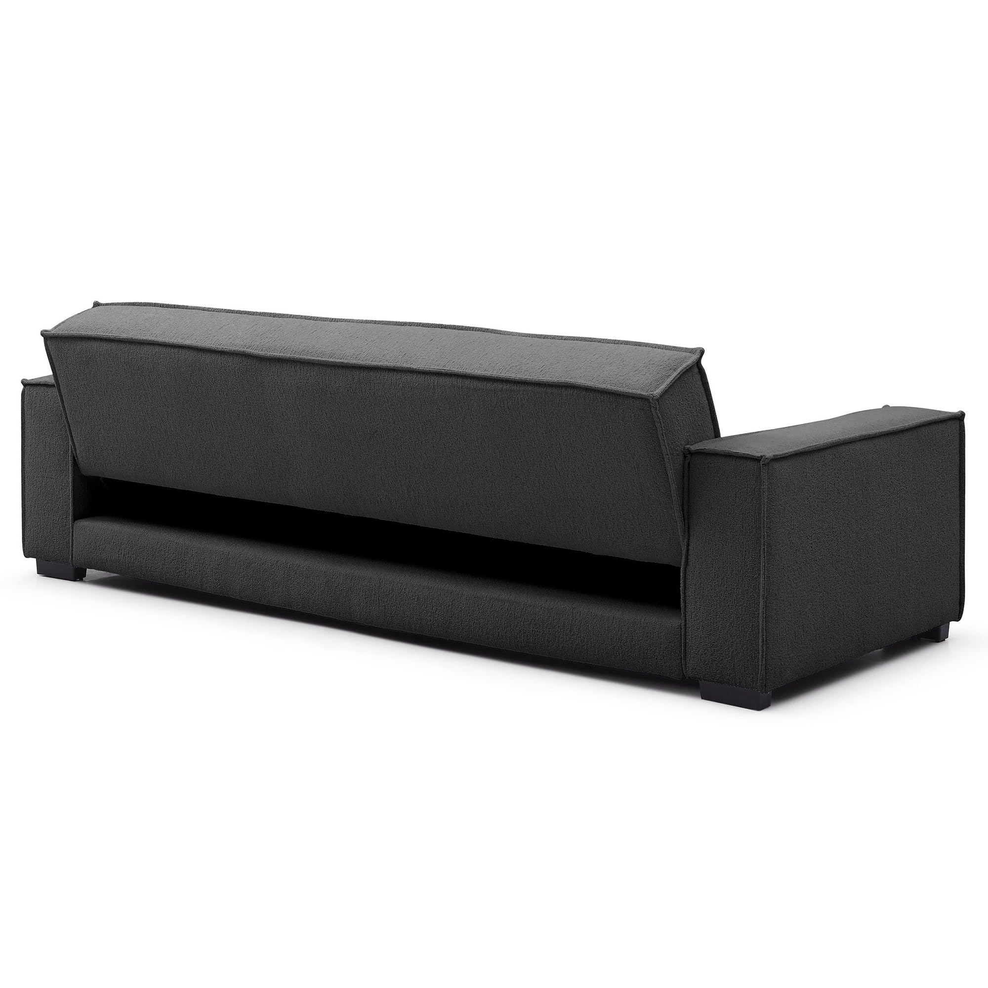 Menzzo Canapé Clic-Clac 3 Places Roger Tissu Bouclette Gris – Convertible Design Moderne 230 cm – Canapé Lit Confortable avec Dossier Rabattable pour Salon & Studio L230 x P94 x H75 cm
