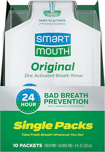 SmartMouth Enjuague bucal activado original, enjuague bucal de viaje, menta fresca, paquete de 10