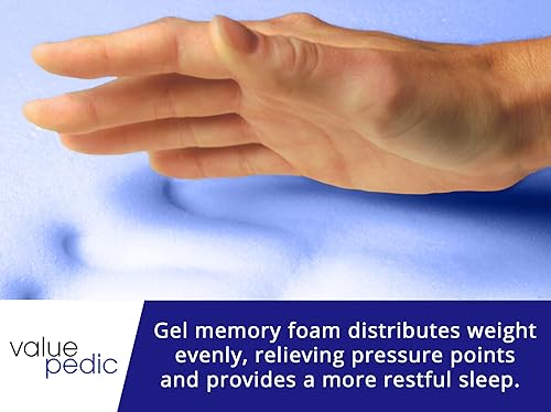 Miniatura 5 de Valuepedic - Colchón de tamaño individual de 8 pulgadas de espuma viscoelástica con gel, cómodo con soporte ergonómico y alivio de presión, funda de