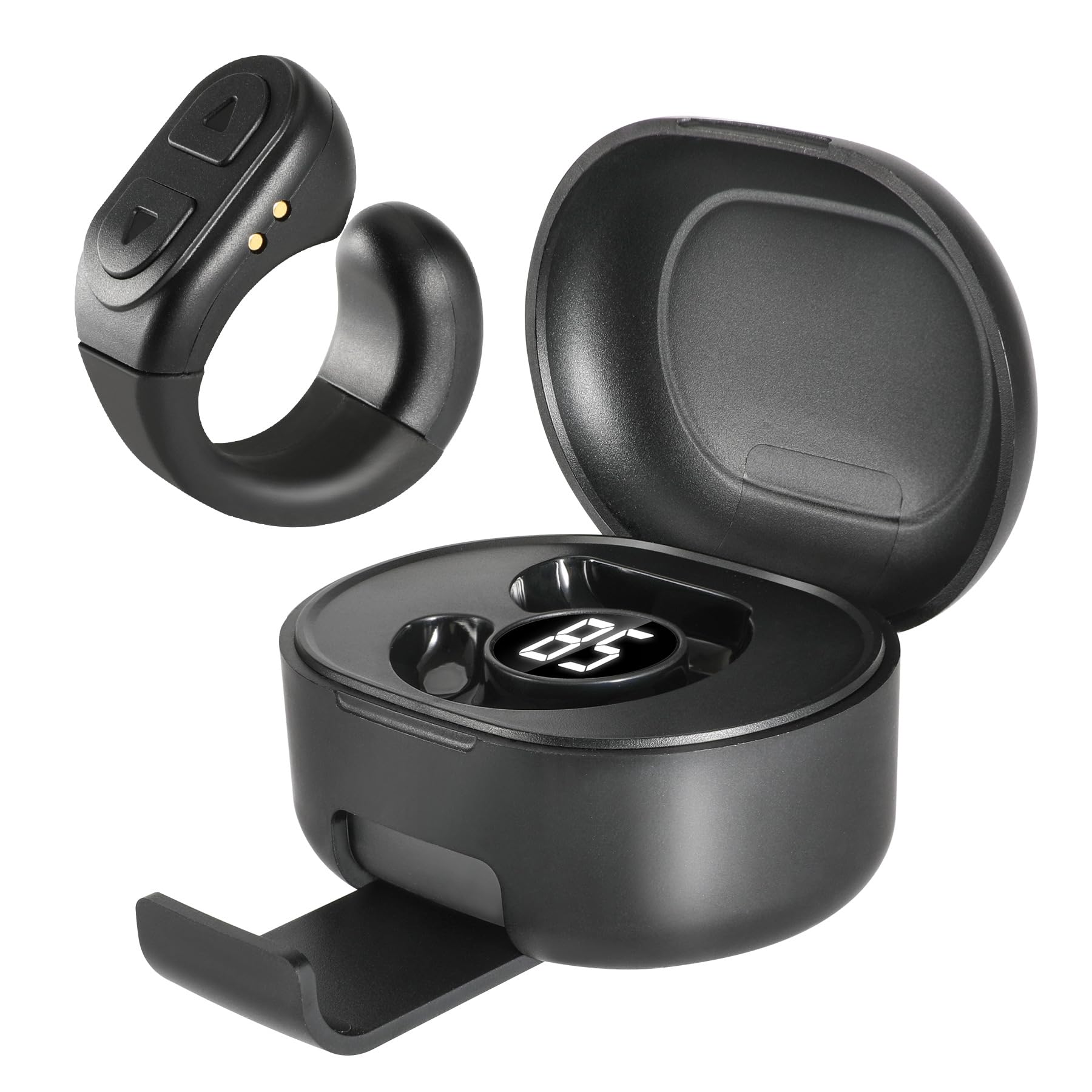 Anneau de défilement du bout des doigts, tourneur de page Bluetooth pour Tik Tok iPhone iPad, télécommande portable Bluetooth sans fil avec support de téléphone portable et compartiment de charge