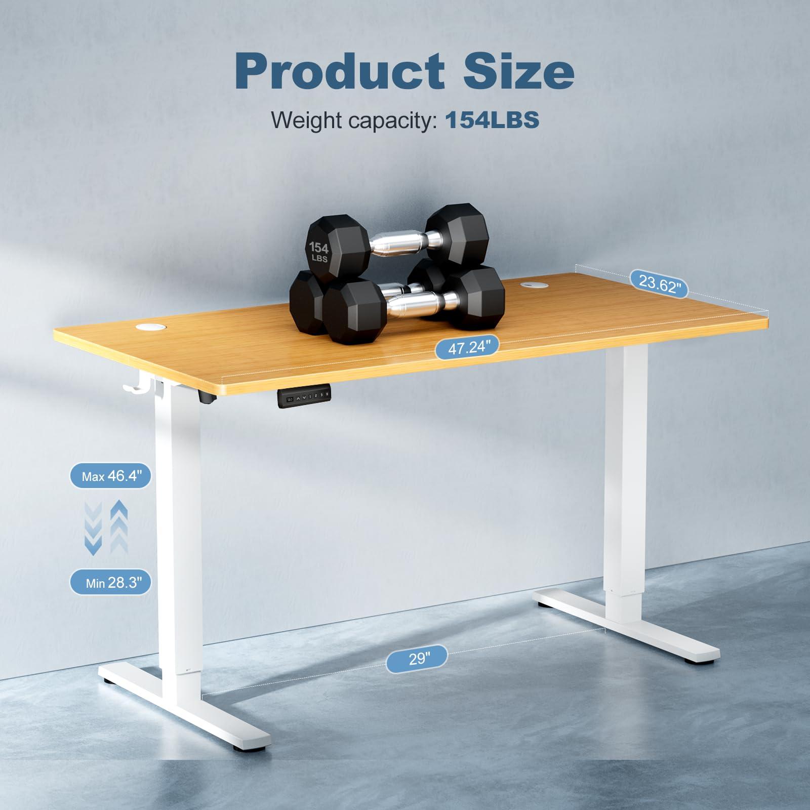 DUMOS 48 Inch Electric Standing Desk Height Adjustable Sit to Stand Up Computer Workstations Work PC Table Home — view 3