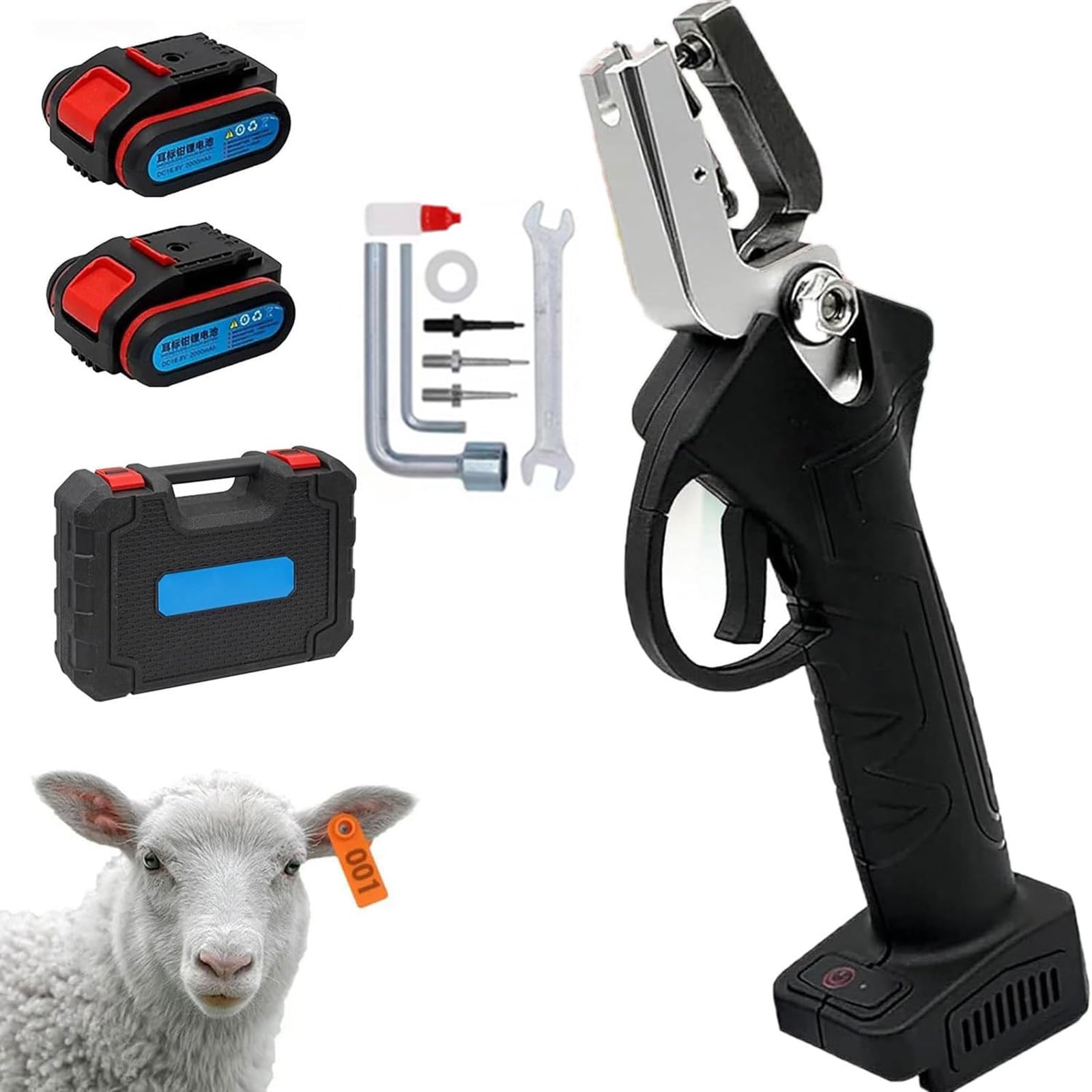 Alicates para Crotales, Herramienta inalámbrica para el etiquetado de Ganado (Vacas, ovejas, Cerdos), aplicador automático con Resorte.