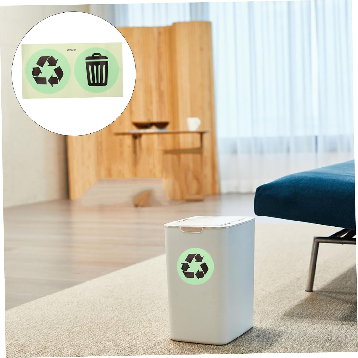 Glow in Dark Trash Recycle Sticker, 2 Pack PVC Bin Labels
