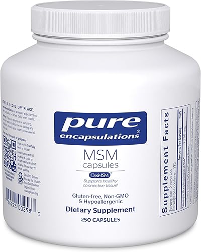 Pure Encapsulations Cápsulas MSM Suplemento de azufre para apoyar las articulaciones el sistema inmunológico el tejido conectivo y la salud