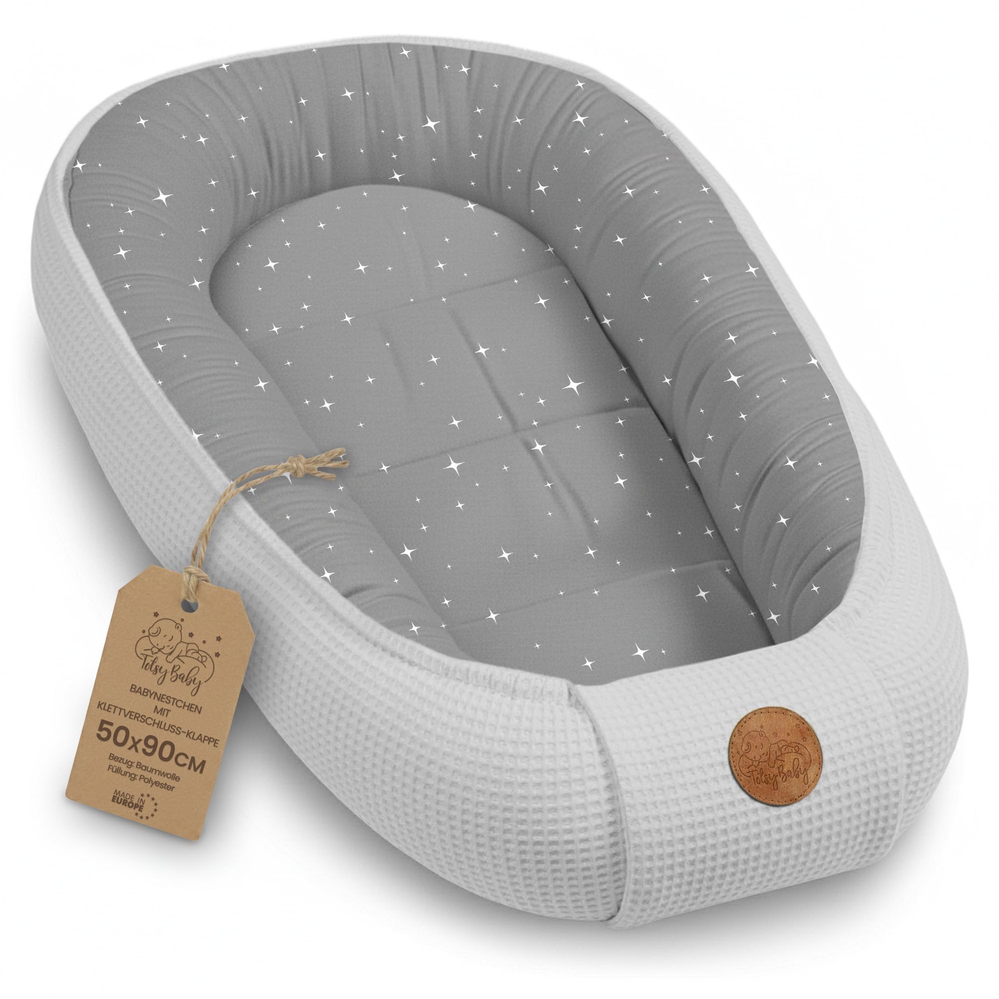 Baby Nest Neonato – Riduttore Lettino e Culla in Cotone Waffle avvolgente | Nido morbido traspirante ed accogliente – ideale anche per Carrozzina Cameretta Viaggio 50x90cm Galaxy