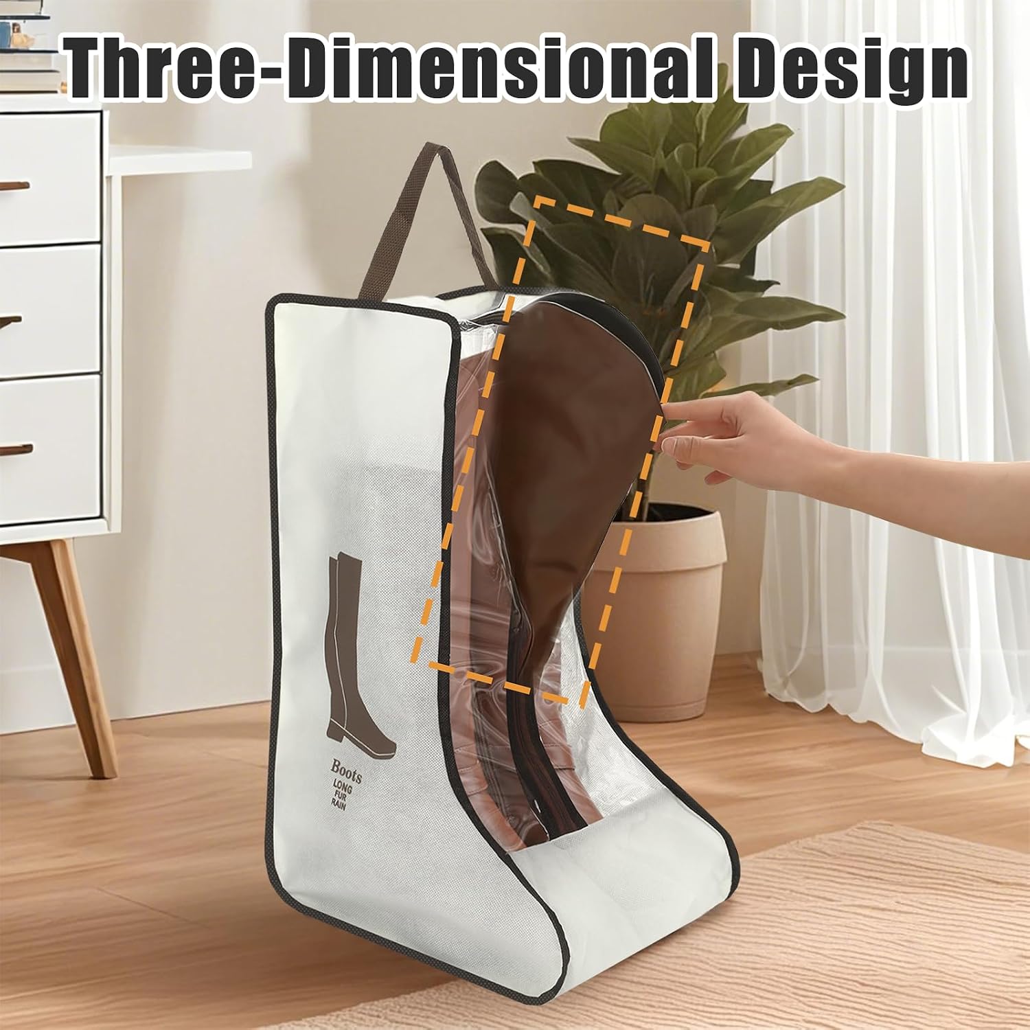 2 Pack Boot Storage Bag, Portable Dust Proof Boot Bags for Cowboy Boots image 4