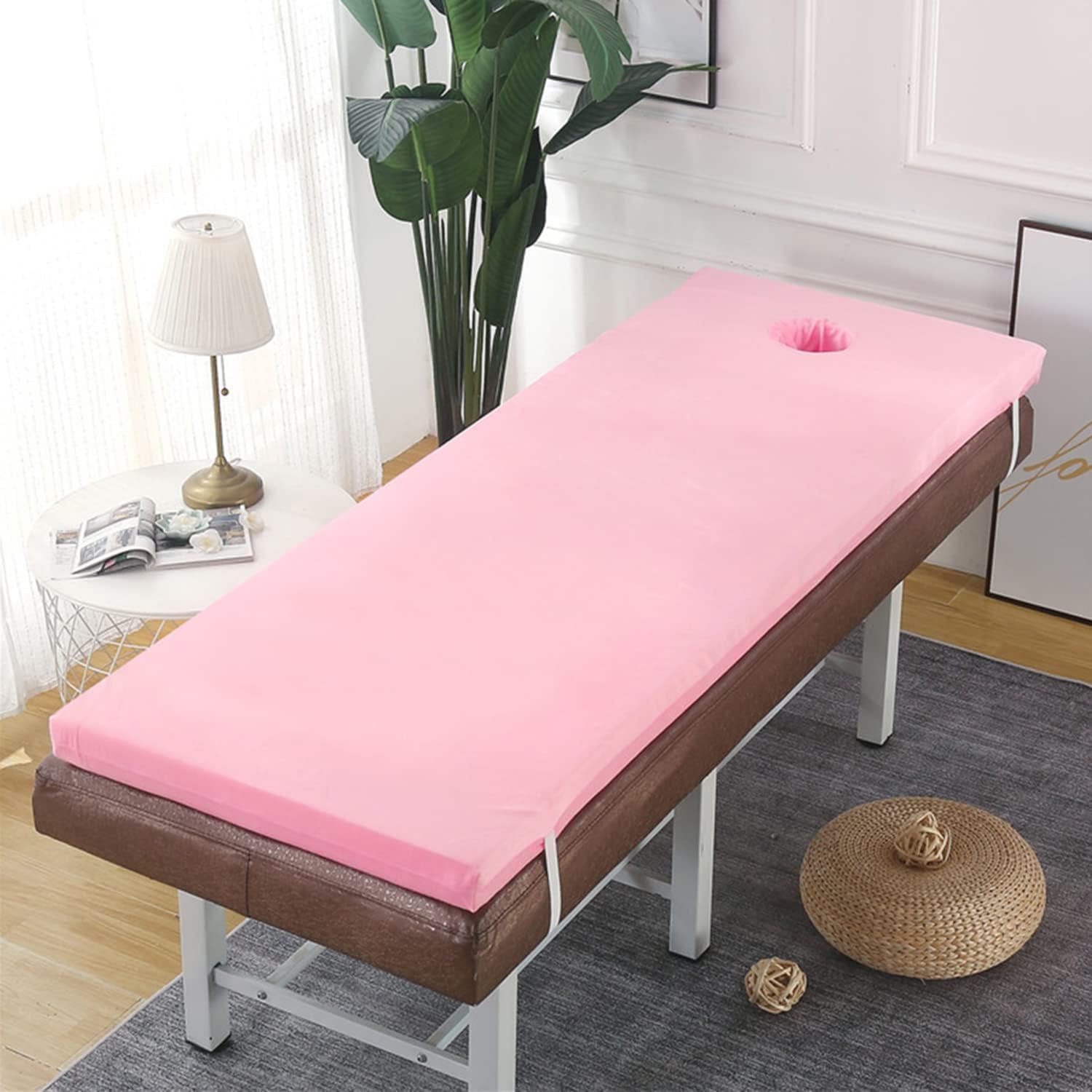 Lash Bed Topper with Washable Cover,2.7" Thickness Massage/Spa Table Pad with Breathing Hole,Foldable Sleeping Pad for Travel with Elastic Bands(Without Bed),Pink,75x190cm