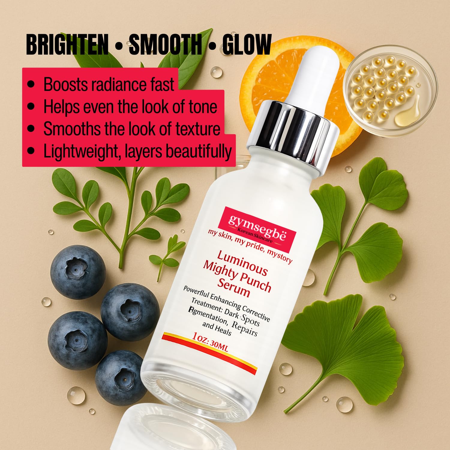 gymsegbë Wrinkle Reduce Luminous Serum, Snail Mucin Essence, and Dynamic Hydrating Toner - Korean Anti-aging Bundle S