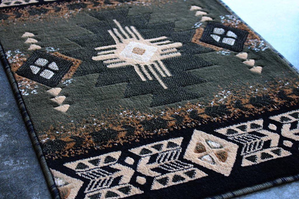 Champion Rugs Southwest Native American Area Rug Sage Green Design #CR599 (24 Inch X 40 Inch)
