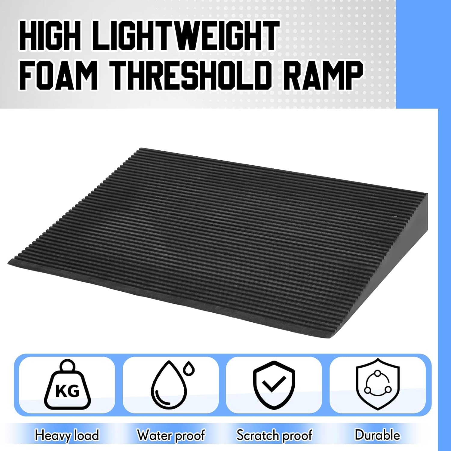 4" Rise Lightweight EVA Threshold Ramp for Wheelchairs, Walking, Scooter, 36"L x 24"W Driveway Curb Handicap Ramp with Non-slip Surface for Doorways Home Bathroom, 800 lb Load Capacity