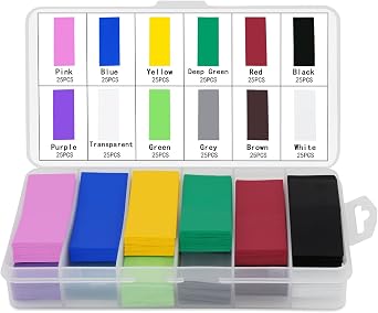 300PCS Flat PVC Heat Shrink Tubing Battery Wrap for 1x 18650 Battery29.5mm *12 Colors