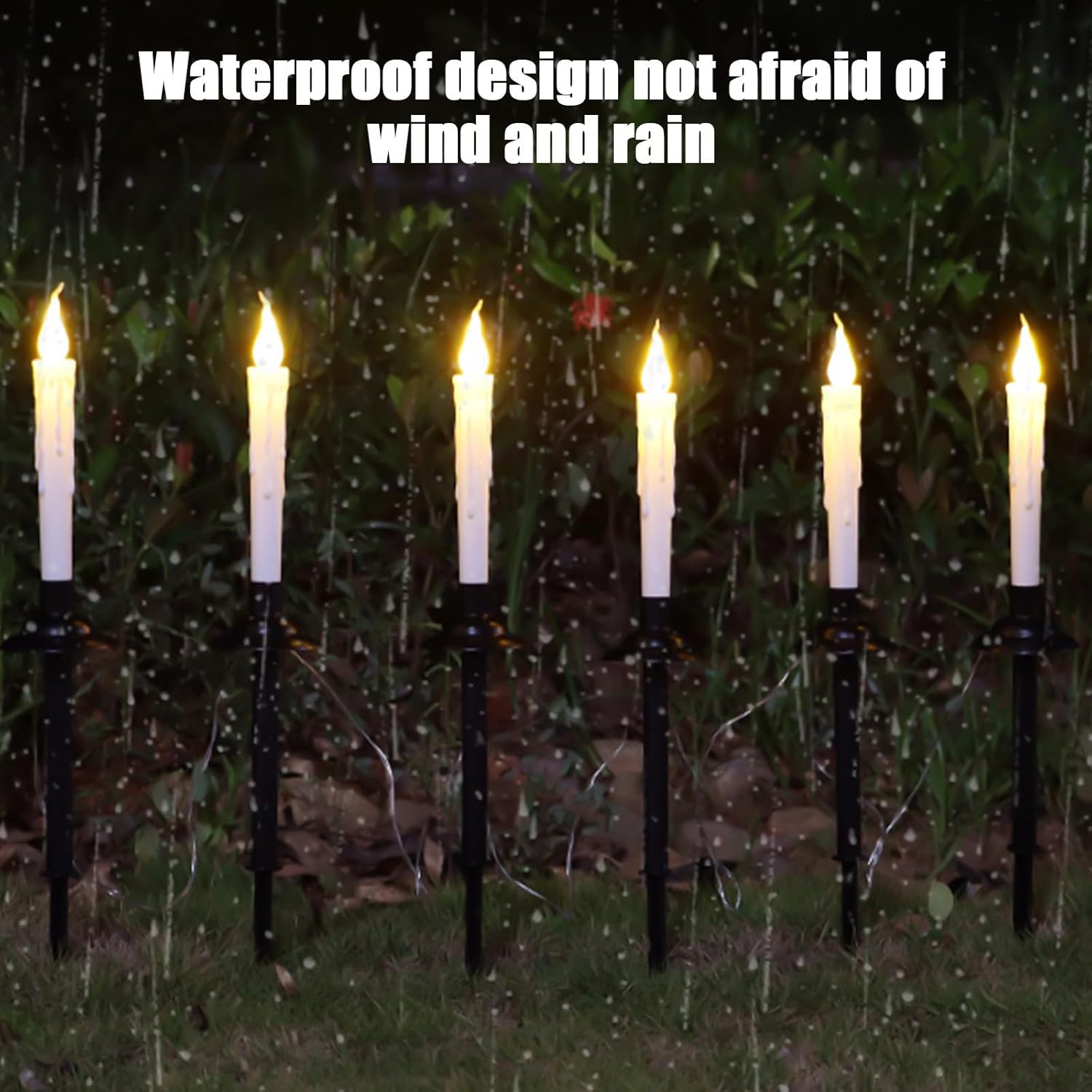 6Pcs Solar Powered String Lights - Waterproof LED Candles for Outdoor, Window, Yard, Wedding & Table Decorations