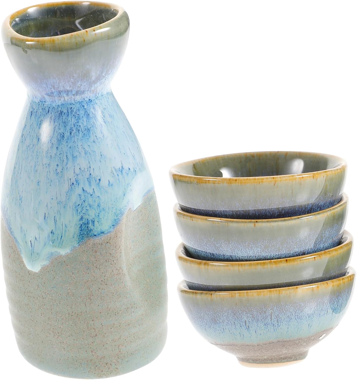 Ceramic Sake Serving Pot and Japanese Wine Cup Set Xmas