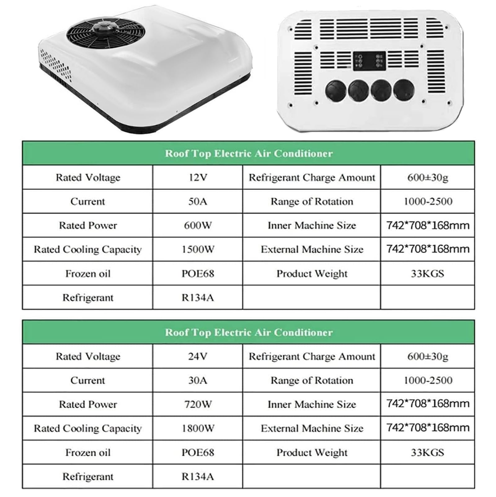 Aire Acondicionado para Techo de Caravana 2 en 1, Aire Acondicionado para camión eléctrico Universal de 12 V con refrigeración y calefacción, Funcionamiento de 8 Horas, para Caravana, camión