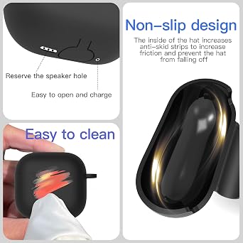 Case for AirPods with Cleaner Kit Shockproof Protective Soft Silicone Case Cover with Keychain for Apple Airpods 4th Generation 2024 Released (Black)
