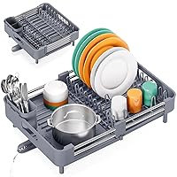 Vista 10 de TOOLF - Escurridor de platos con bandeja para escurrir el agua, extensible, para encimera de cocina, escurridor de platos expandible, escurridor